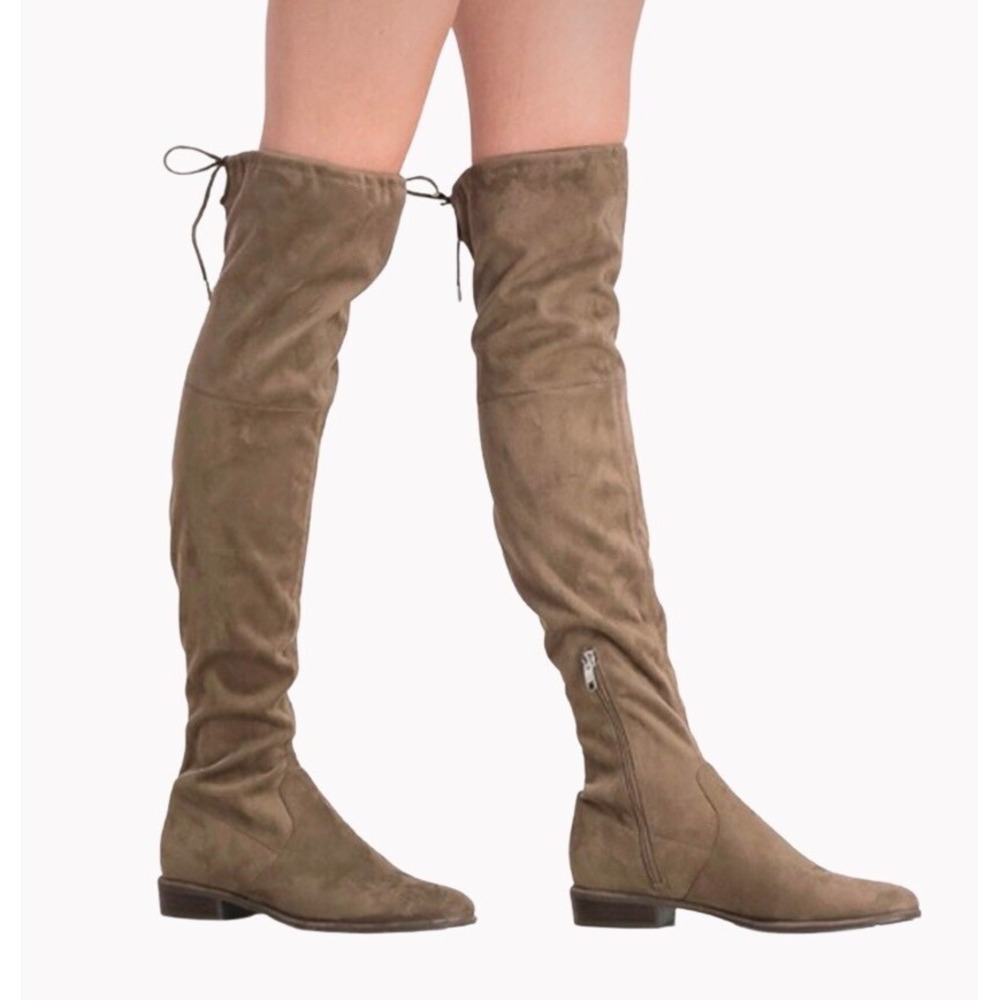 Marc Fisher Womens Over The Knee Boots Taupe Brown Faux Suede Flat Heel Size 7.5